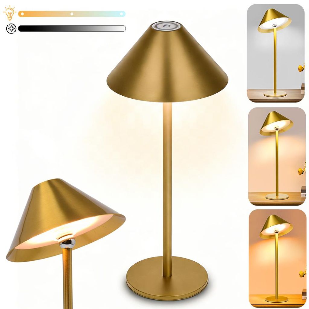 1x Akku Tischleuchte LED kabellos Lampe USB Aufladbar - 360° Magnetisch Schwenkbar Mobile Nachtlicht - 4000mAh, 3 Farben Dimmbar Nachttischlampen ...