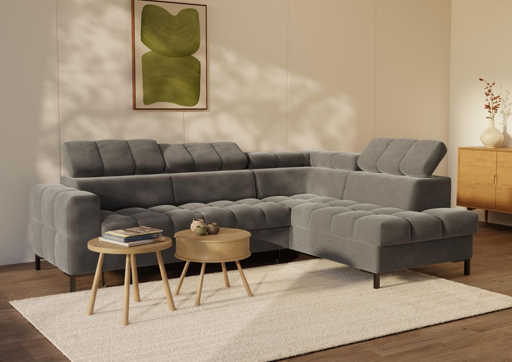 LetSit Ecksofa Fiore L Element Rechts Freistehendes Loungesofa Bequemes Ecksofa mit Schlaffunktion Schmutzabweisend Für Wohnzimmer Schlafzimmer Grau