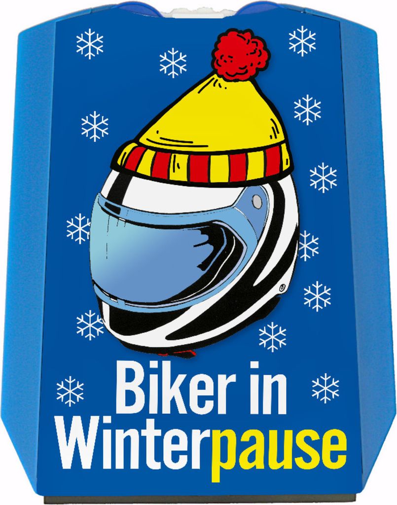 Parkscheibe zum Thema Motorradfahren mit Spruch Biker in Winterpause