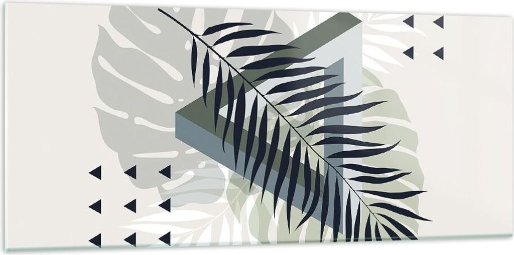 Bilder auf glas - Einteilig - Monstera Palme Grafik - 120x50cm - Glasbilder - Wandbilder - Bilder - zum Aufhängen bereit - Wanddekoration aus Glas...