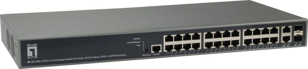 LevelOne PoE Switch 24xGE PoE/+   TURING 370W 19" Managed Image du produit 
