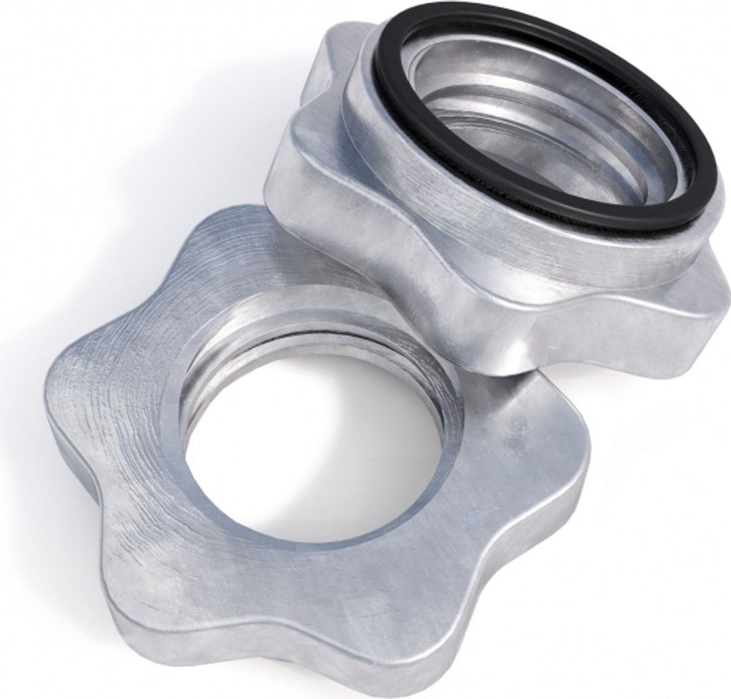 GORILLA SPORTS Sternverschlüsse - Paar, für Hantelstangen 30 mm, aus Chrom mit Gummiring, Schwarz/Silber - Schraubverschluss, Hantelverschluss