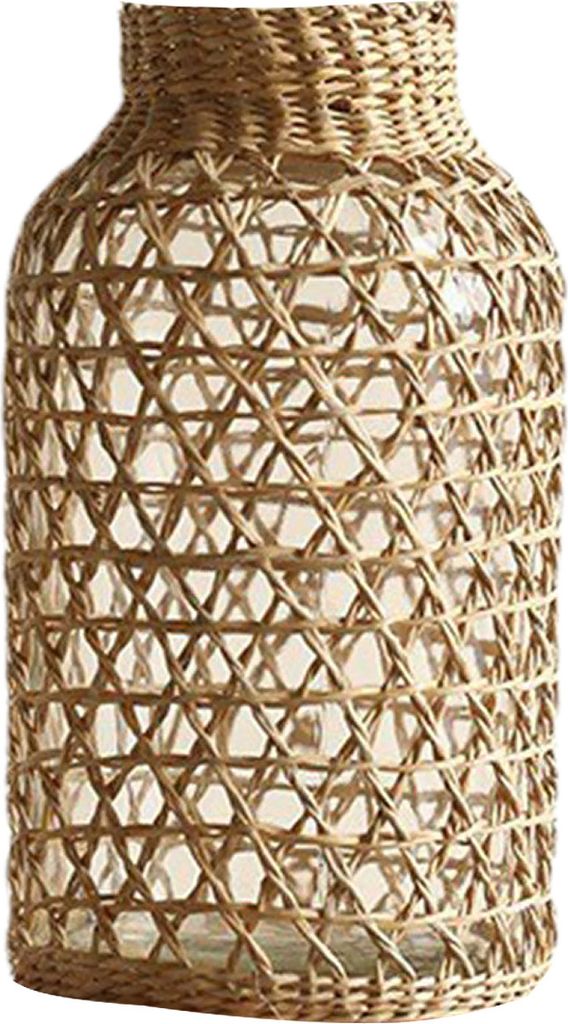 Blumenvase, handgefertigt, aus Stroh gewebt, bruchsicher, japanischer Stil, Glasvase, Blumentopf, Tischdekoration, Szenen-Layout, Requisite