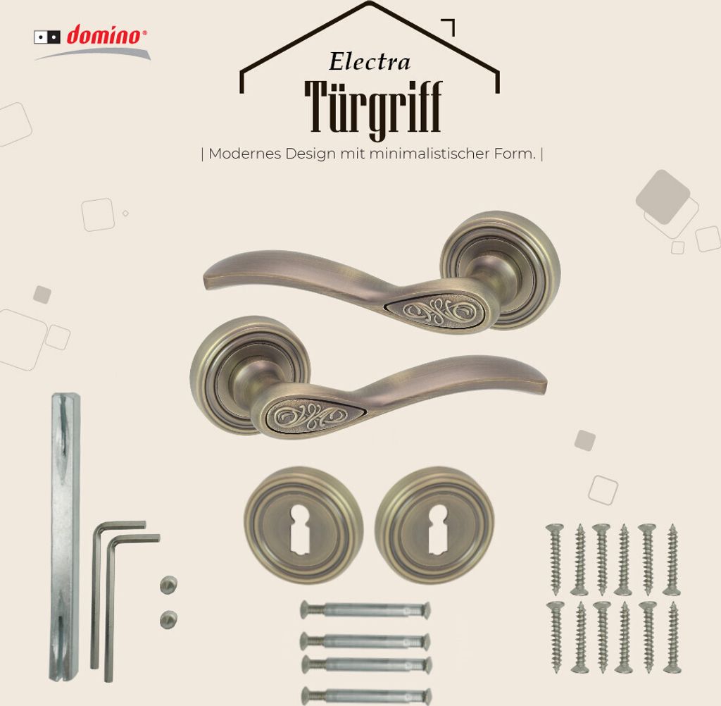 Domino TIPO-R Türdrückergarnitur Aus Aluminium (Nickel) - Für WC/Bad, Mit WC-Rosette, 8 Mm Vierkant
