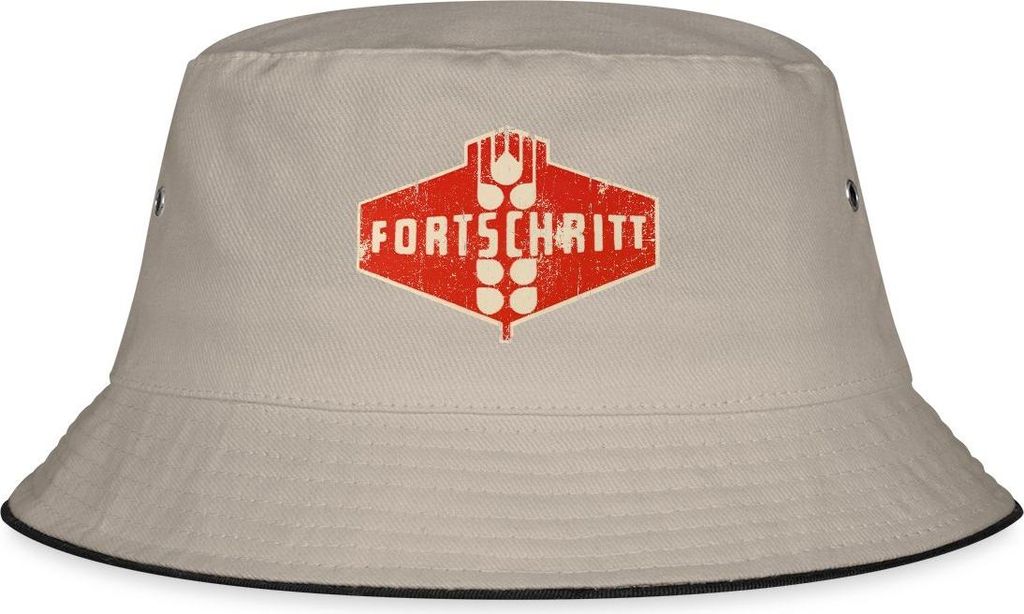 Spreadshirt DDR Fortschritt Traktor Landmaschine Fischerhut, L/XL (Caps), Khaki/Schwarz