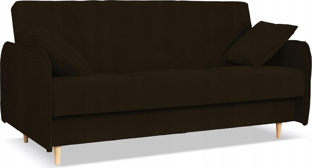 Family Meble Couch Alvo Schlafsofa Schlafcouch mit Bettkasten Freistehendes Lounge Sofa Bequem zum Entspannen Wohnzimmer Wartezimmer Dunkelbraun