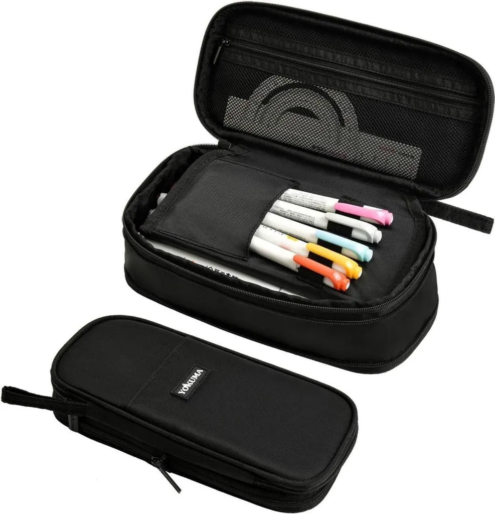 Trousse scolaire noire YOKUMA pour organiser stylos et fournitures