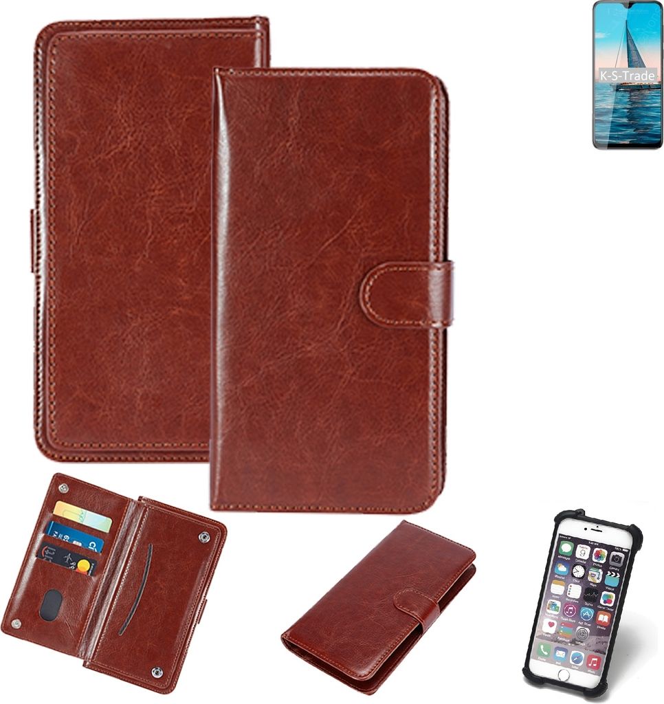 K-S-Trade 360° Hülle kompatibel mit Cubot R15 Pro braun Kunstleder Case BookCase WalletCase Kunstlederederhülle Handyhülle, Rundumschutz Bumper
