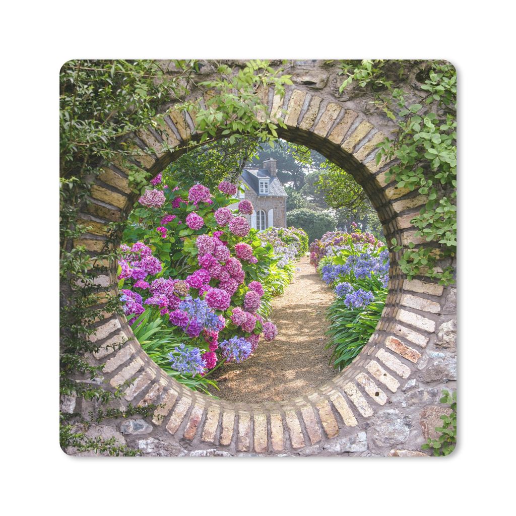 MuchoWow Mauspad Mousepad Transparent - Blumen - Hortensie - Sommer 30x30 cm - Mousepads - Maus Mat - Pad - Mausunterlage - Gaming