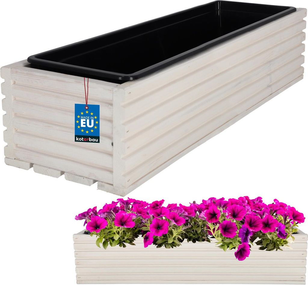 KOTARBAU® Blumenkasten aus Holz 64x20cm mit Innentopf Produktbild 