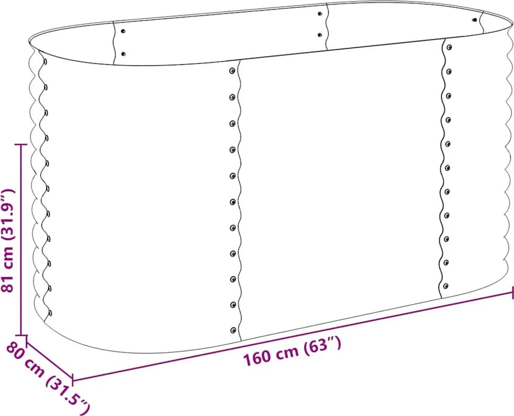 Bac à fleurs surélevé 160 cm en acier galvanisé gris résistant et durable - 9