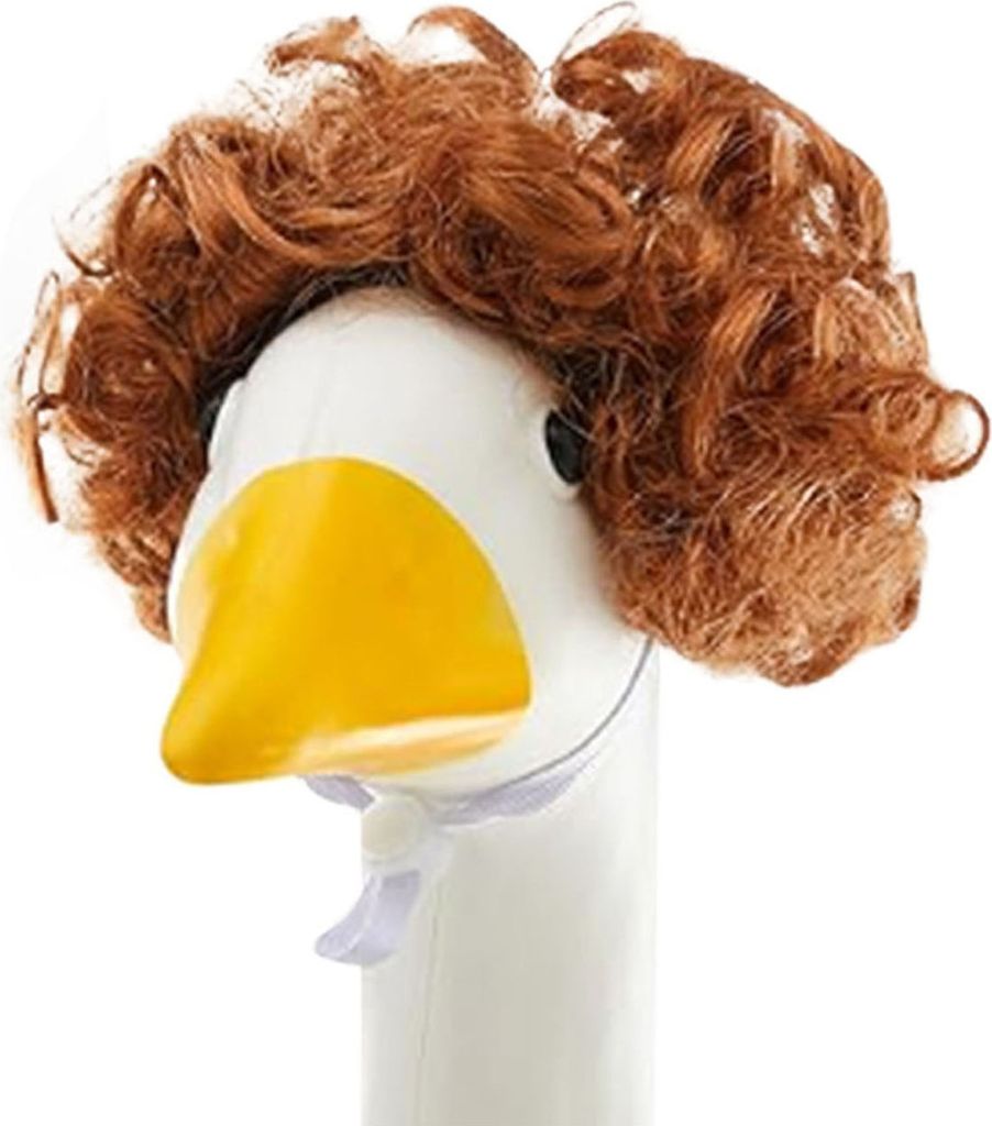 2 Stück Veranda-Gans-Outfit, Zopfperücke, Oster-Gans-Statue für draußen, Kunsthaar, Gartengans-Kostüm, Zubehör für Terrasse, Hof, Rasendekor...