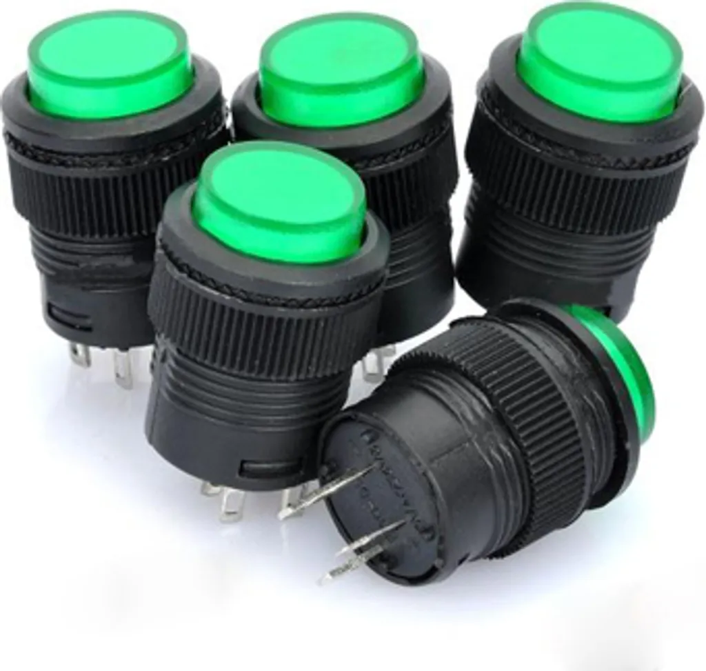 Prezzo per 5 Pezzi: Interruttore 16mm R16-503 4 Pin con Spia