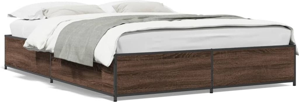 Möbel Bettgestell Braun Eichen-Optik 140x200 cm Holzwerkstoff Metall - Klassische Betten 3279846