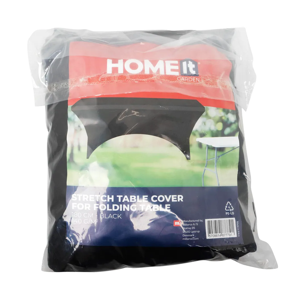 HOME It® Housse extensible noire pour table pliante de réception 180cm - 3