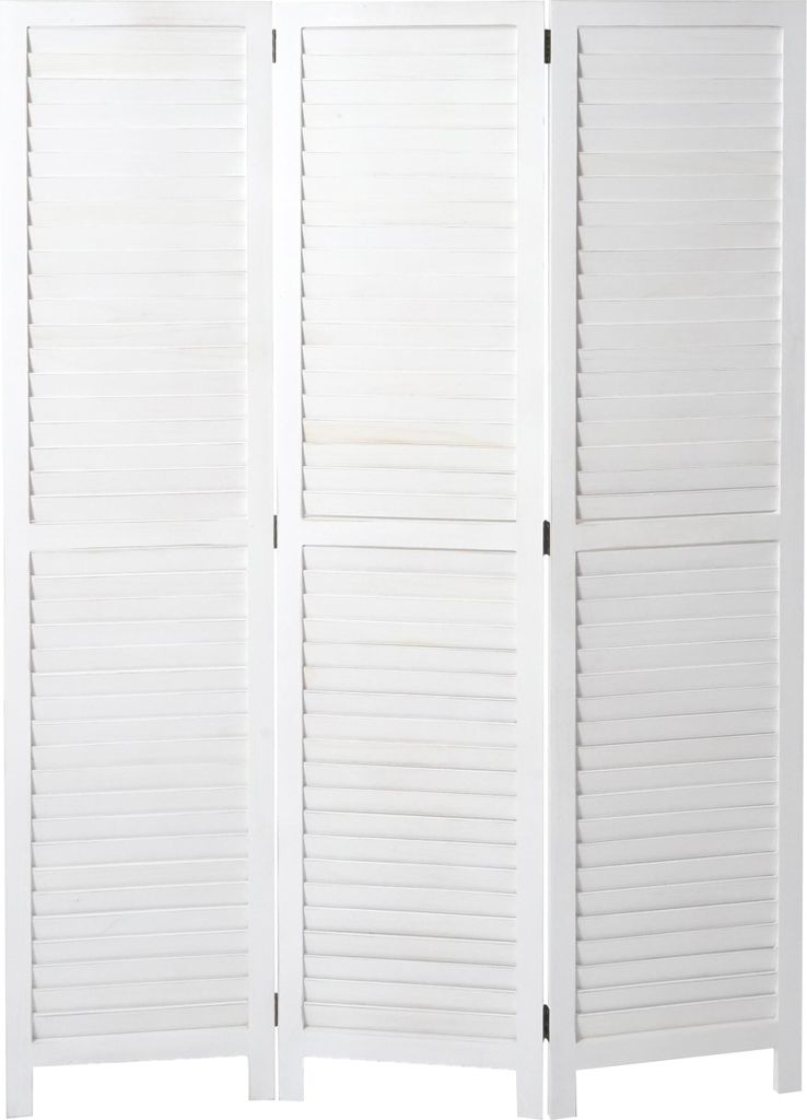 Paravent MCW-C30, Raumteiler Trennwand Sichtschutz, Shabby-Look Vintage, 170x120cm weiß