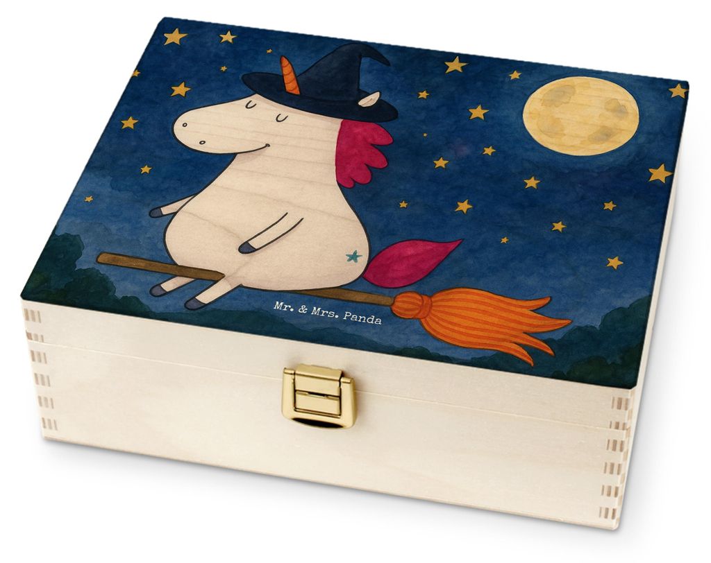 Mr. & Mrs. Panda Tee Box Einhorn Hexe Design - Weiß - Geschenk, Unicorn, teebeutelbehälter, Freundin, Teufel, Teebox, holz, für Paare, Engel, Te...