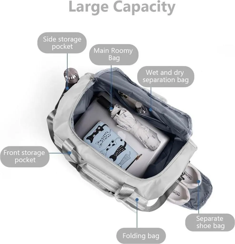 Flintronic 36L: Borsone Impermeabile Pieghevole Grigio con Tag - 3