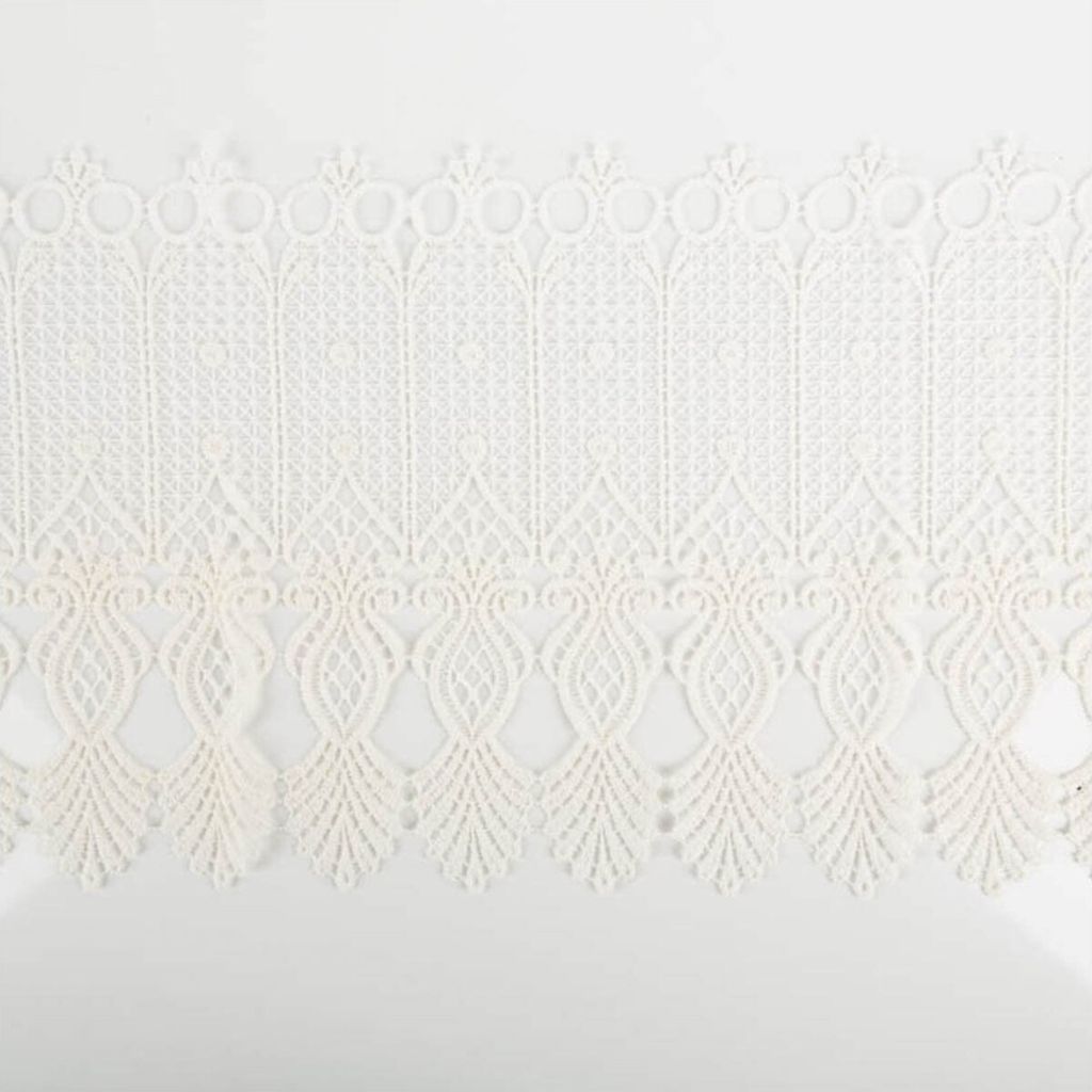 Scheibengardinen Meterware Makramee Häkelspitze nähfrei sekt 30cm hoch
