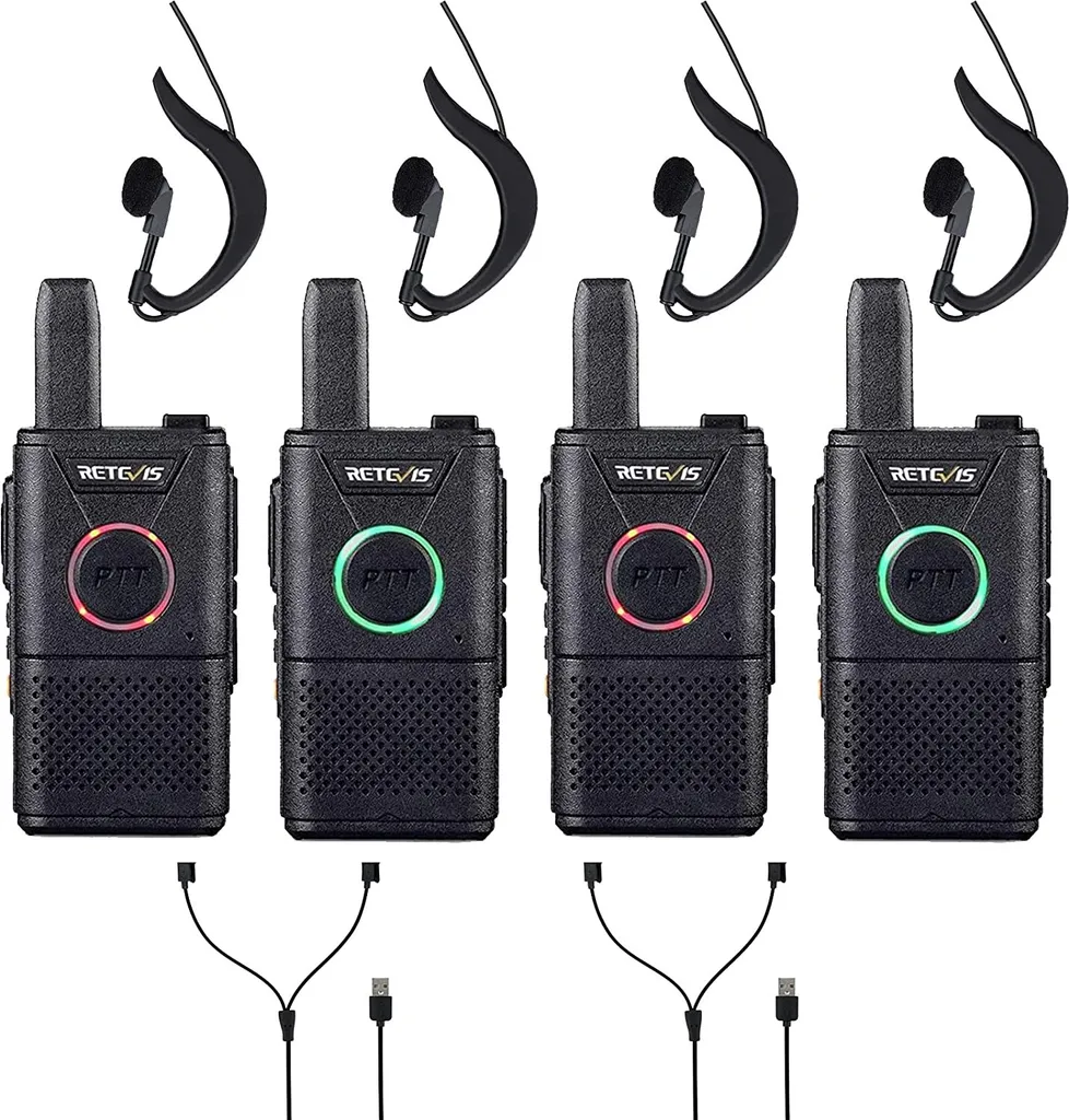 Retevis RT618 Mini radio ricaricabile, radio professionale con licenza PMR446 e auricolare, radio a doppio PTT