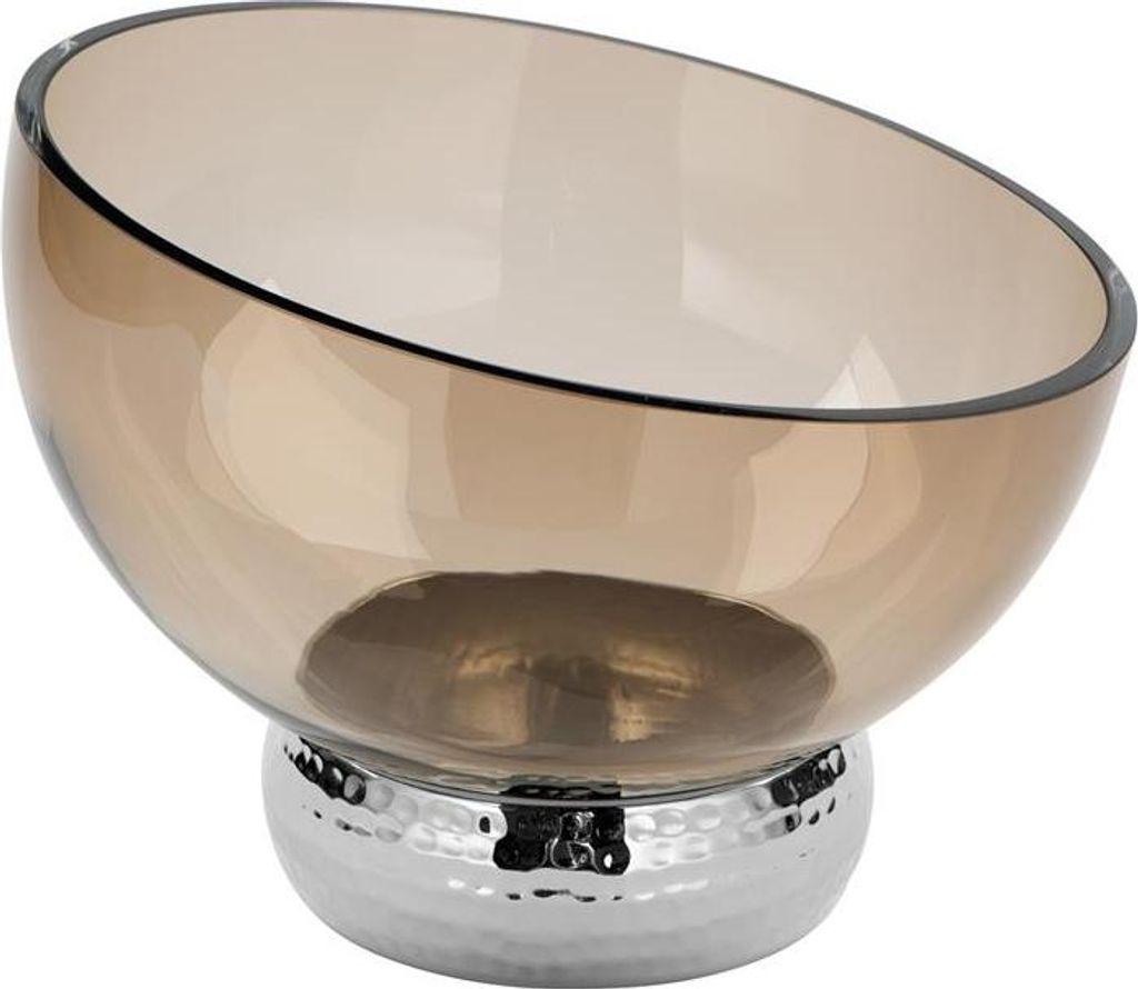 Fink COLLIER, Glasschale, Aluminium, vernickelt, greige, silberfarben, H. 16 cm, D. 25 cm Höhe: 16.00 cm Durchmesser: 25.00 cm 115249