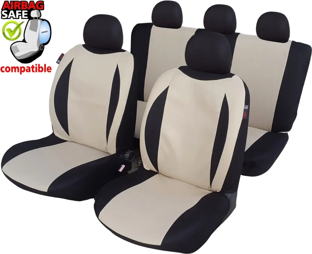 Coprisedili Auto SB604 Nero Beige per Famiglie - Airbag Ok