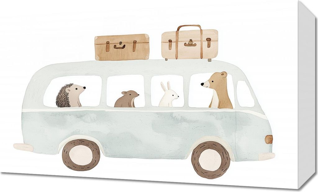 Bild 50x30cm Muster für Kinder, Mädchen und Jungen - Bus.