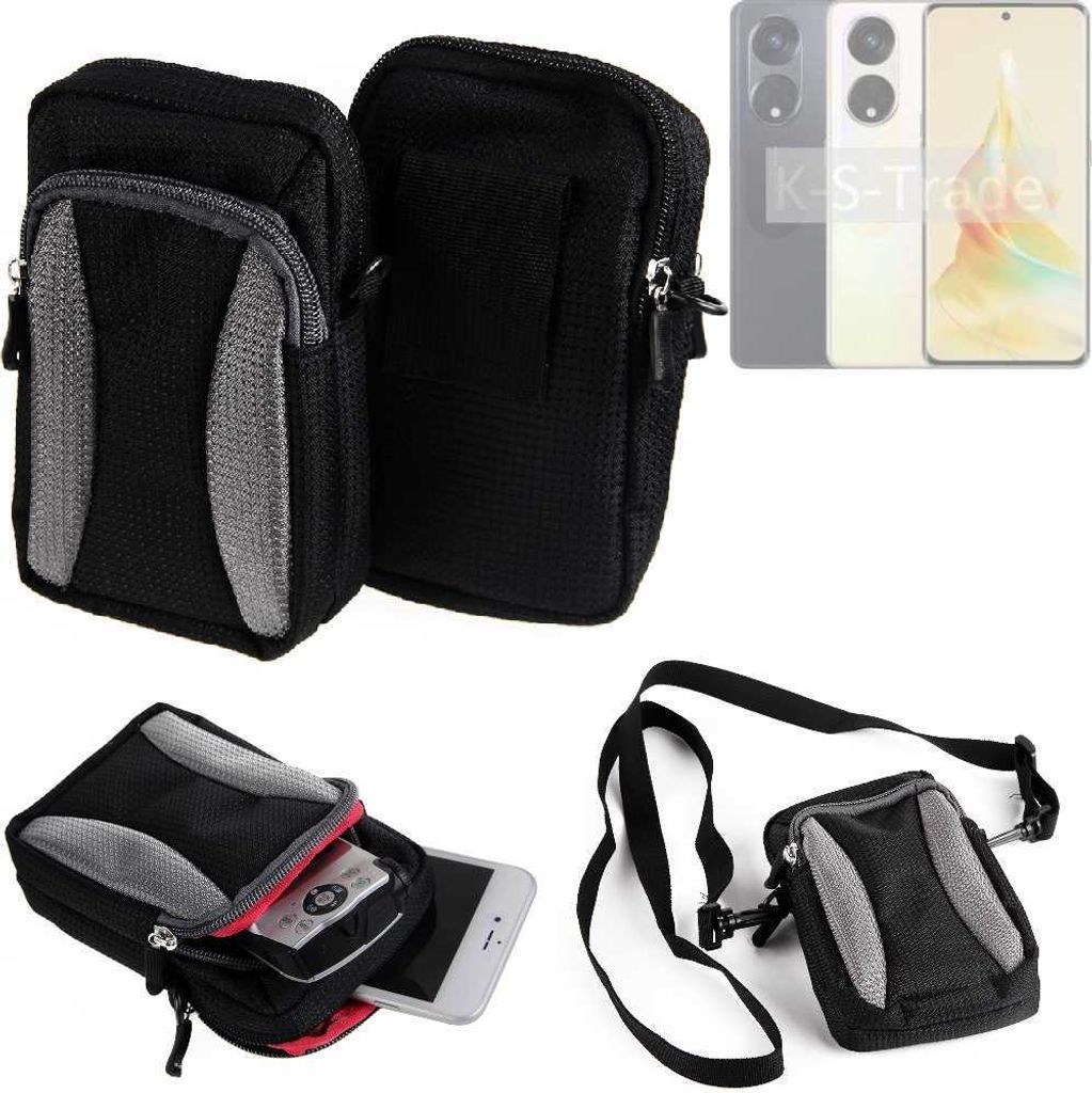 K-S-Trade Holster Schutz Hülle kompatibel mit Oppo Reno8 T Handy Hülle Gürteltasche Umhängetasche mit Zusatzfach schwarz