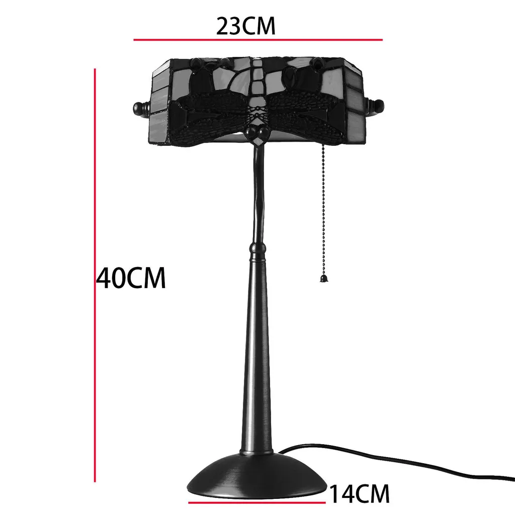 Lampe de table Tiffany en cristal libellule E27 - Design Rétro Chic 45cm