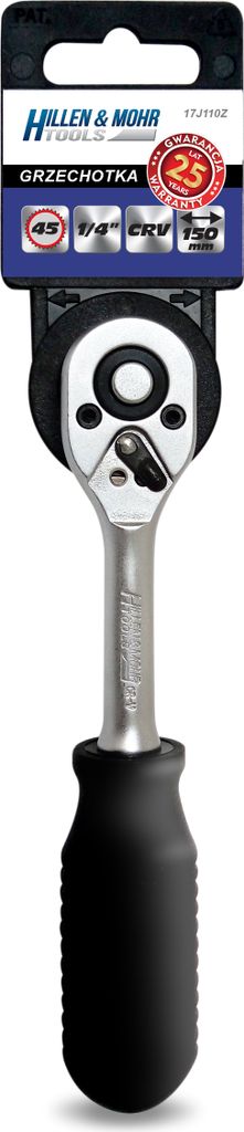 Ratschengriff 1/4",45T,CRV6140,gerade,Griff aus einem Material