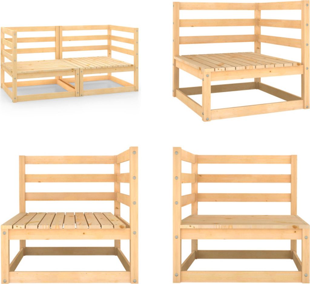 vidaXL Garten Ecksofas 2 Stk. Massivholz Kiefer - Ecksofa - Ecksofas - Holz Ecksofa - Holz Ecksofas