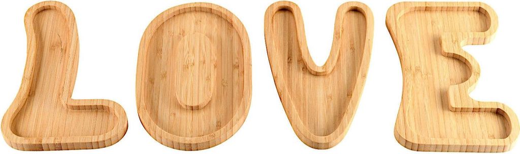 KESPER Servierbretter 4er-SET 58336 LOVE aus Bambus / Produktbild 