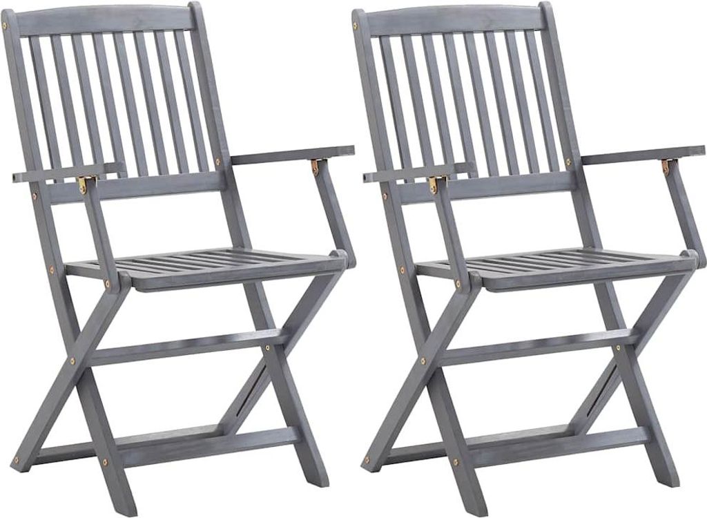 vidaXL Klappbare Gartenstühle 2 Stk. mit Sitzkissen Massivholz Akazie