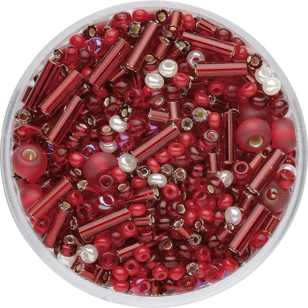 Glorex Rocailles Perlen Mix 17 g rot Produktbild 