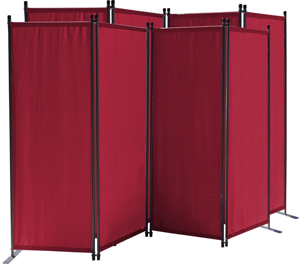 2 Stück Paravent 4 Teilig 165 x 220 cm Rubinrot - Garten & Balkon Sichtschutz Stellwand Innen & Außen - Raumteiler Trennwand Faltbar Blickdicht &...