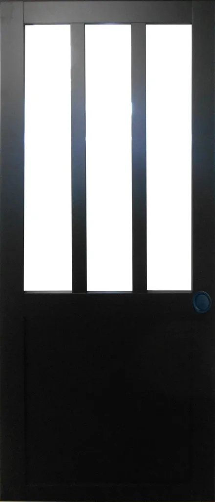 Porte Coulissante Gain de Place Atelier Noir 204x73 cm avec Poignées