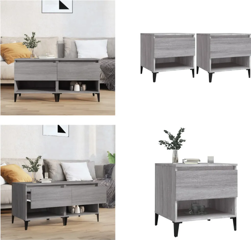 Set Tavolini da Caffè vidaXL Grigio Sonoma - Arredo Design 50 cm