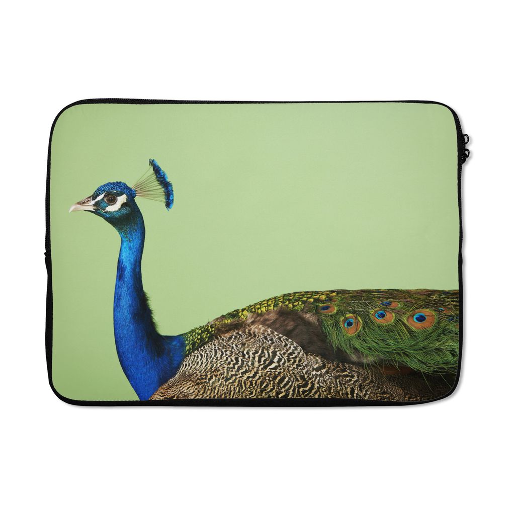 MuchoWow Laptop Hülle 13 Zoll Pfau - Tiere - Grün Laptoptasche - Laptophülle - Sleeve - Rundumschutz