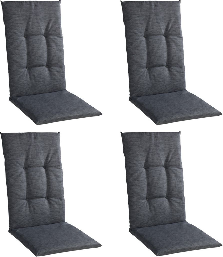 Gartenstuhlauflagen - Dunkelgrau - Hochlehner - 4er Set