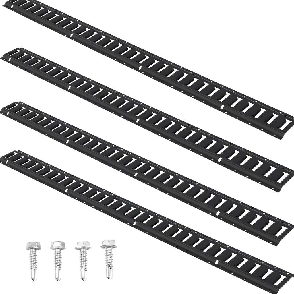 Lot de 4 Rails E-Track Robustes 150cm, Acier Renforcé 2000 lbs avec Visserie