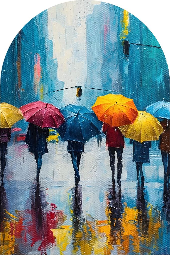 DEQORI Fototapete Rundbogen 100x150 cm 'Impressionen im Regen' Wand Tapete Sticker