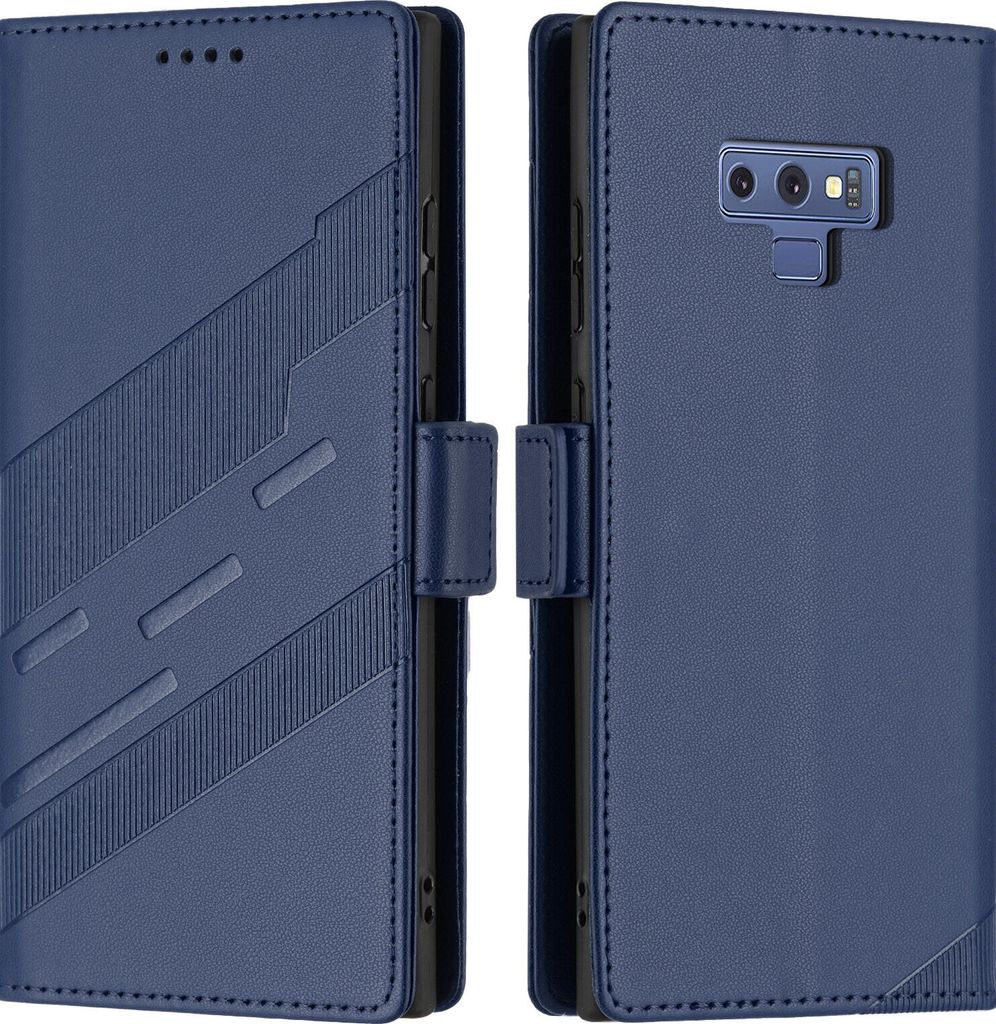 Hülle für Samsung Galaxy Note 9, Kunstleder Brieftaschen Handyhülle mit Kartenfach und Standfunktion Blau