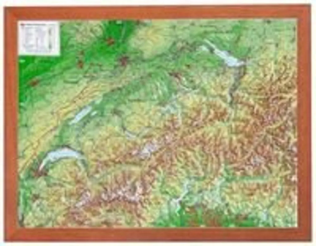 Relief 3D Suisse 1:1 MIO sous Cadre Bois - Modèle Réduit Haute Qualité