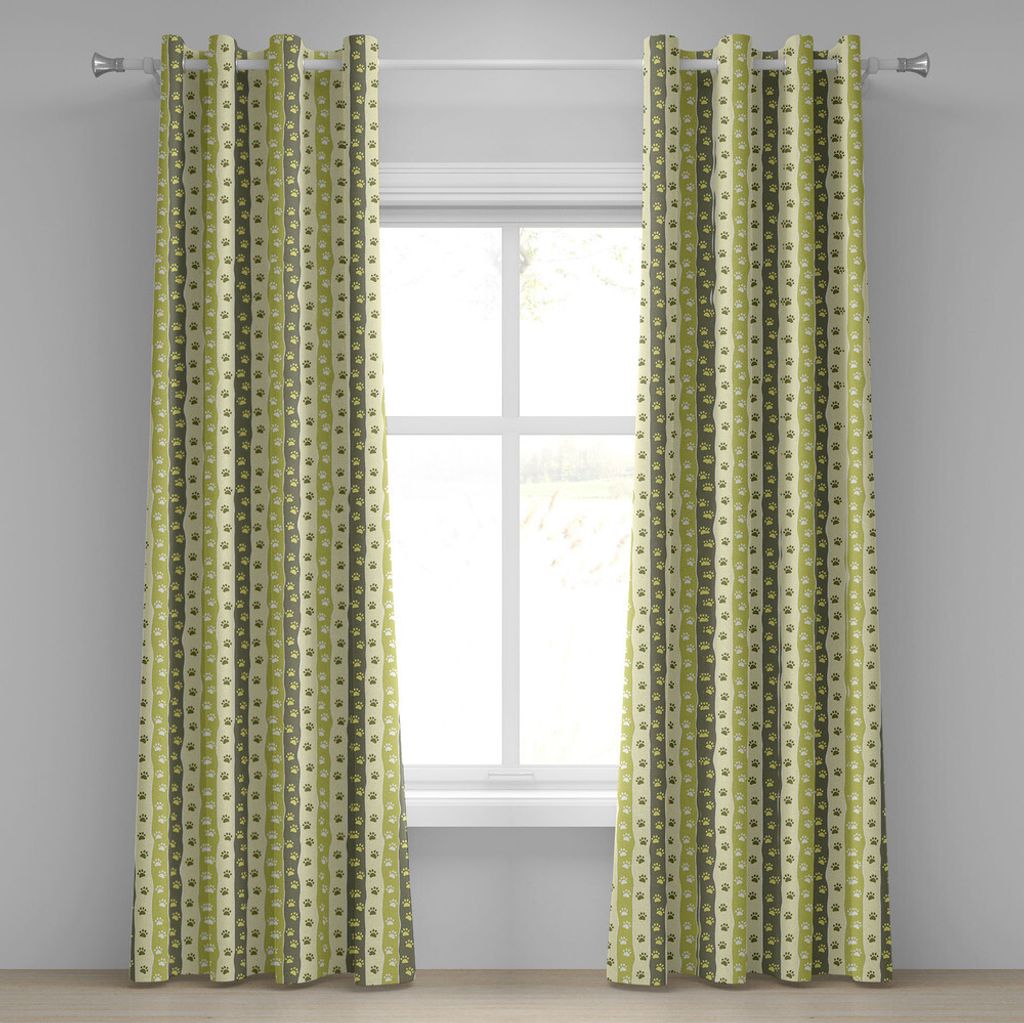 ABAKUHAUS Hund Ösenvorhang, Vertikales Muster mit Pfoten-Design-Fuß-Druck-Eckzahn-Symbol-Gehen, Dekorative 2-Panel-Fenstervorhänge, 280 cm x 245...