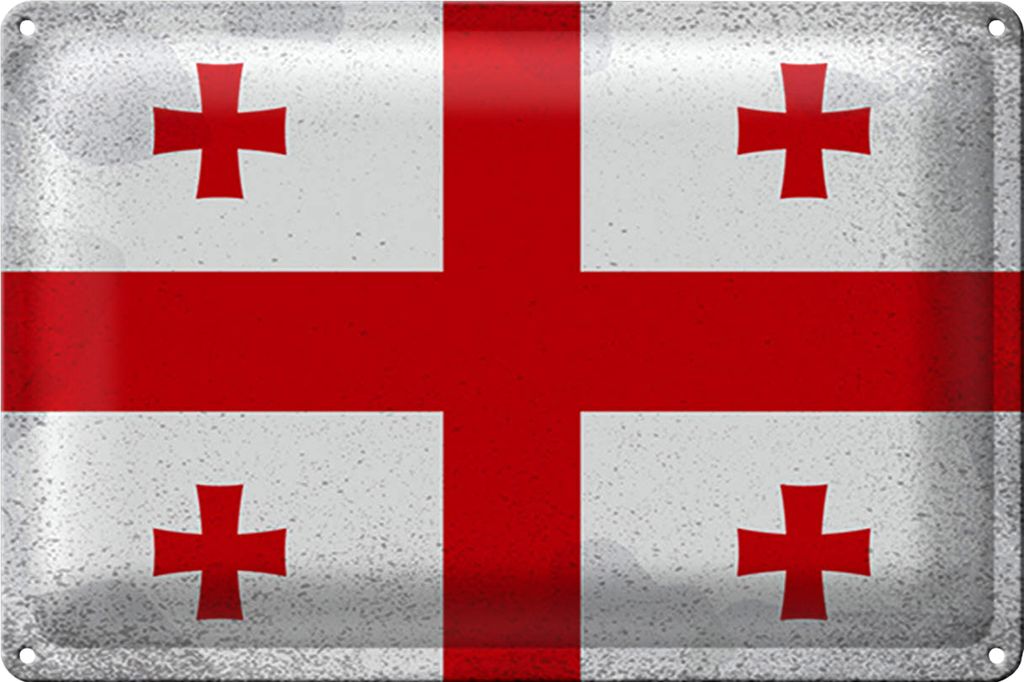 Blechschild Flagge Georgien 40x30cm Flag of Georgia Vintage