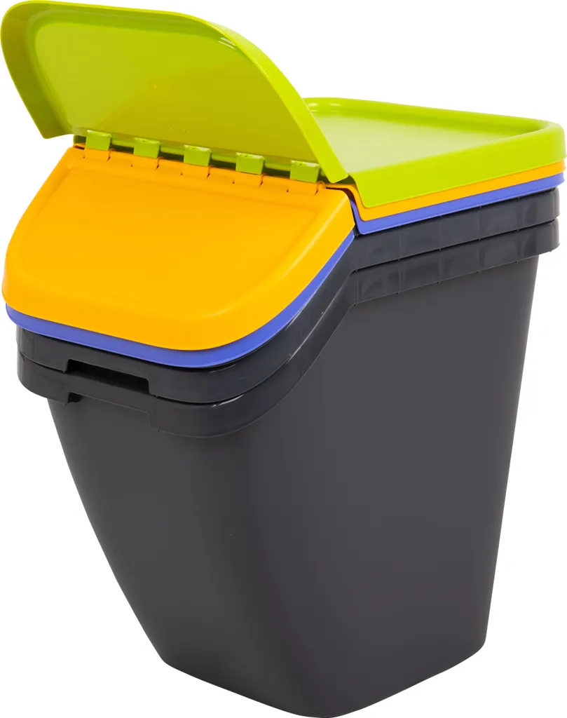 Solution Tri Sélectif Sans Odeur : Set de 3 Poubelles 23L Anthracite - 2
