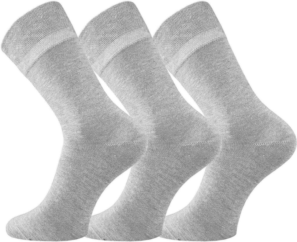FussFreunde 6 Paar Baumwoll-Socken mit breitem Komfort Piqué-Bund, Grau, Größe 39-42