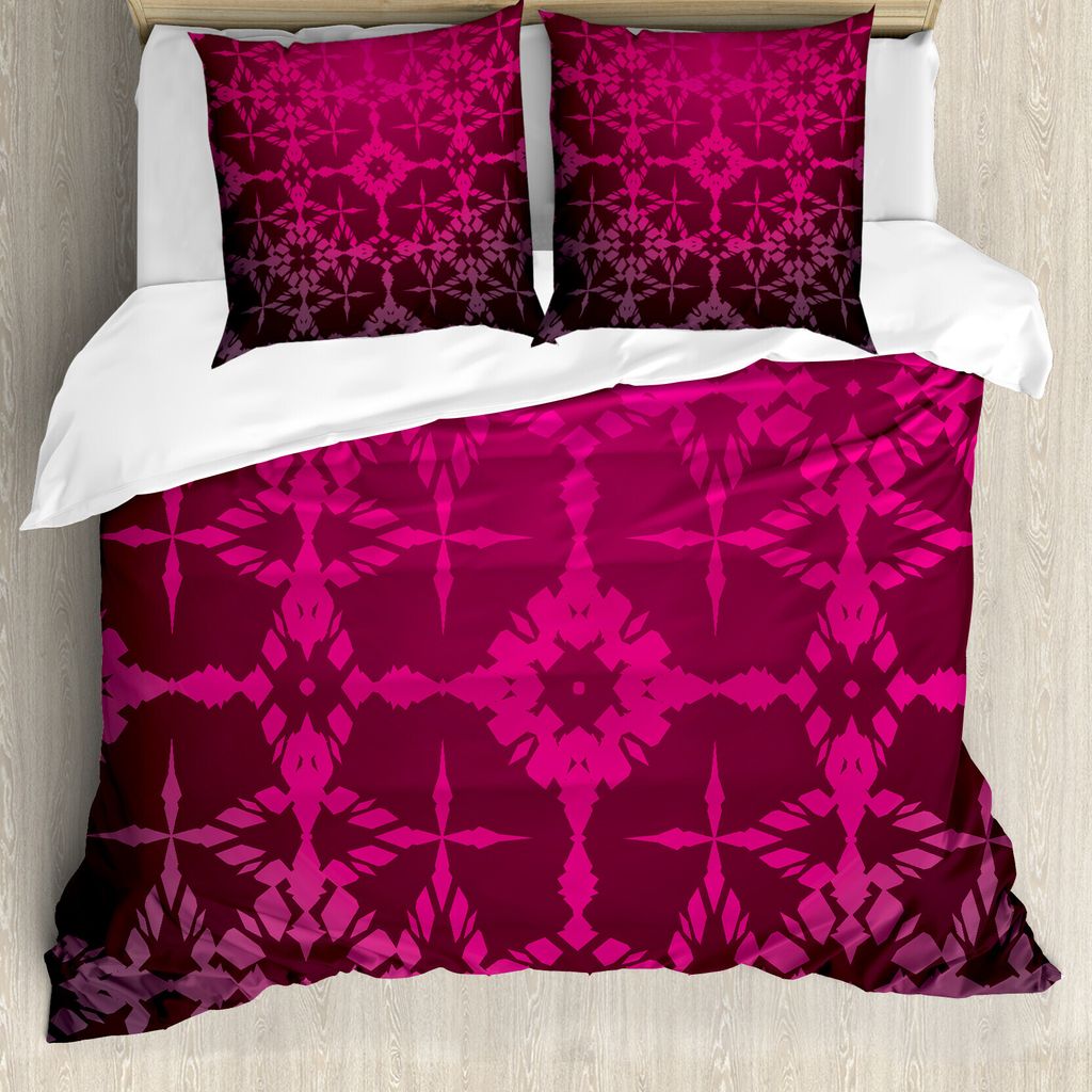 ABAKUHAUS Magenta Bettbezug, Mosaik-Weinlese-Muster, Milbensicher Allergiker geeignet mit Kissenbezügen, 200 cm x 200 cm - 80 x 80 cm, Magenta