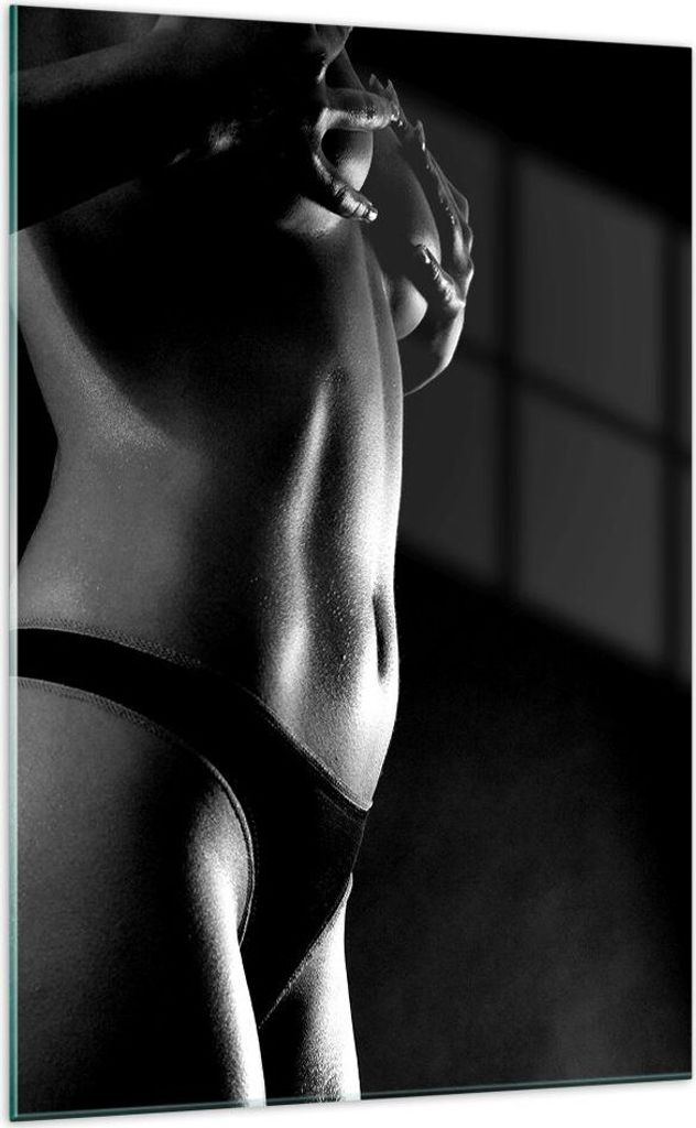 Bilder auf glas - Einteilig - Anatomie Frau nackt - 70x100cm - Glasbilder - Wandbilder - Bilder - zum Aufhängen bereit - Wanddekoration aus Glas -...