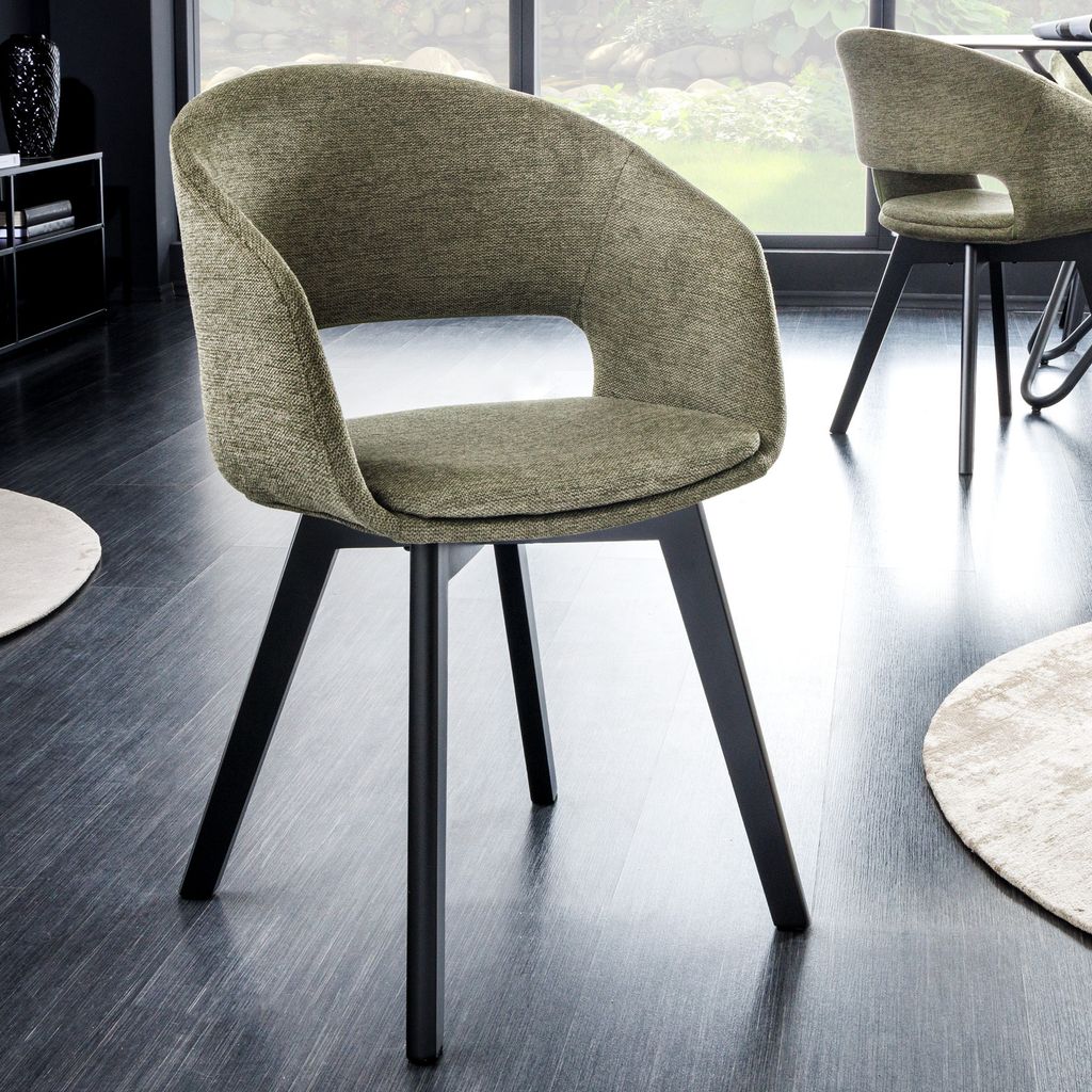 riess-ambiente Design Stuhl NORDIC STAR grün Strukturstoff Holzbeine Esszimmerstuhl Essstuhl